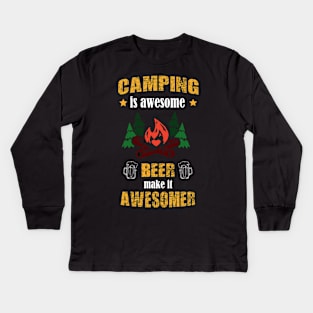 Camping and beer. Kids Long Sleeve T-Shirt